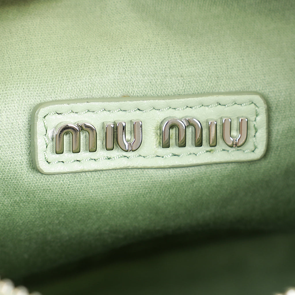 Miu Miu Green Shearling Mini Wander Handle Bag