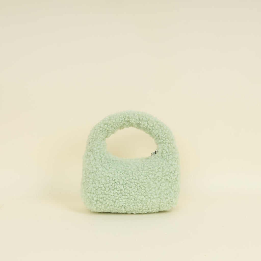 Miu Miu Green Shearling Mini Wander Handle Bag