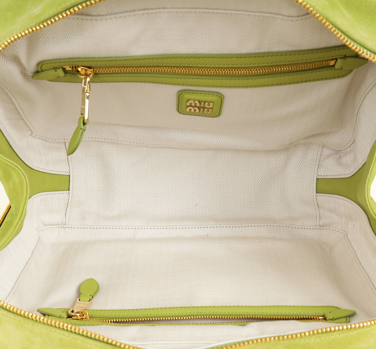 Miu Miu Ivy Green Suede Beau Bag