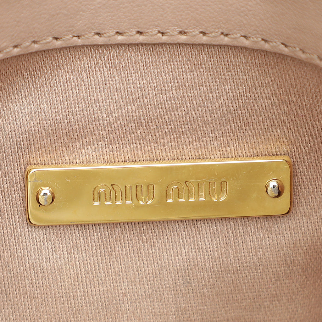 Miu Miu Nude Double Zip Matelassé Crossbody Bag