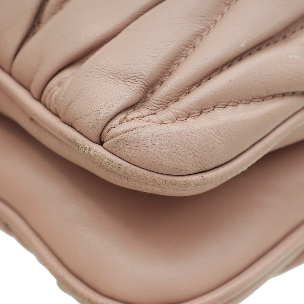 Miu Miu Nude Double Zip Matelassé Crossbody Bag