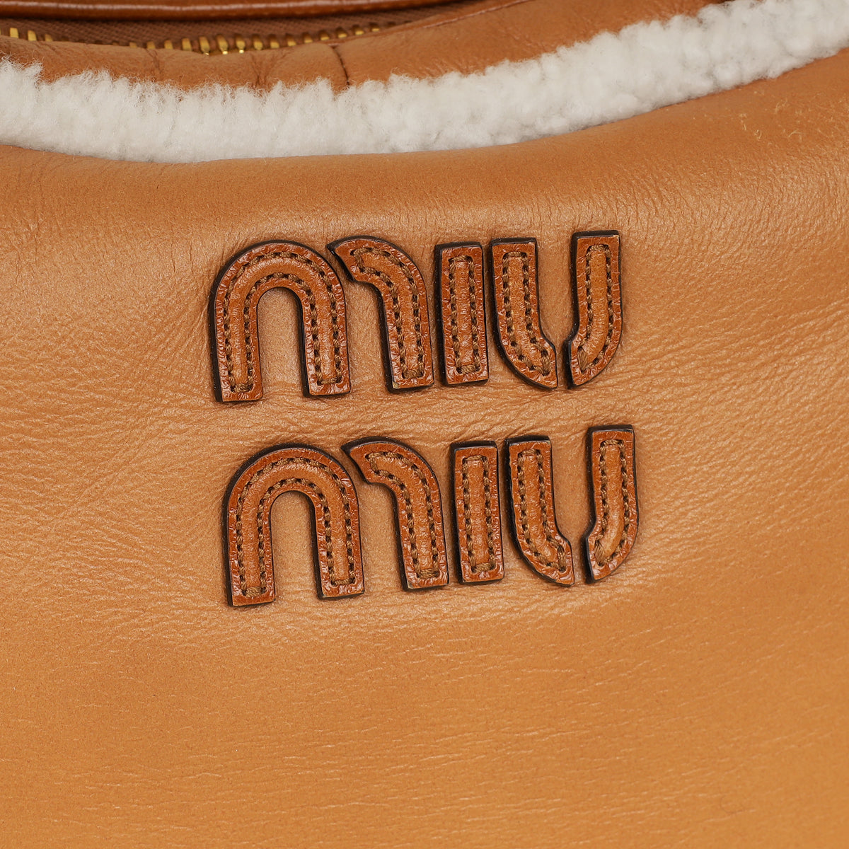 Miu Miu Bicolor Beau Shearling Top-Handle Bag