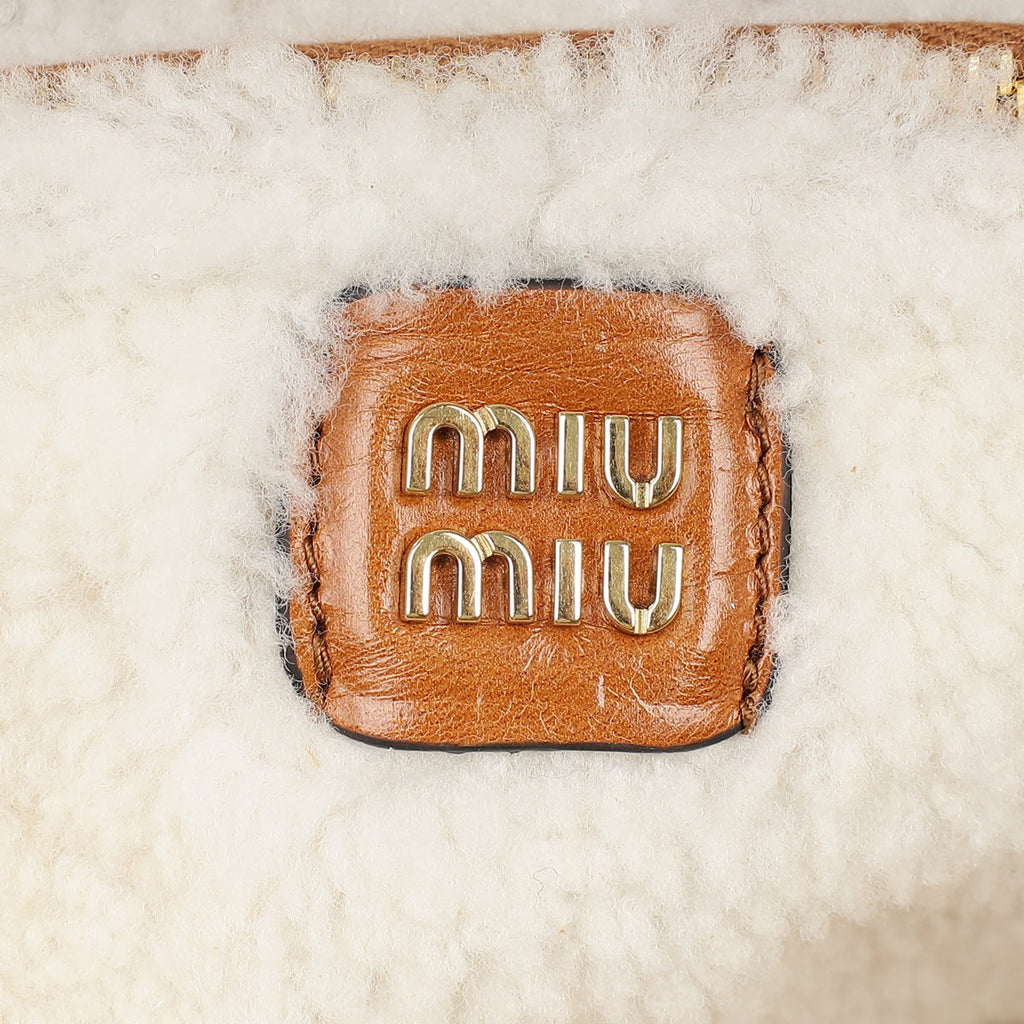 Miu Miu Bicolor Beau Shearling Top-Handle Bag