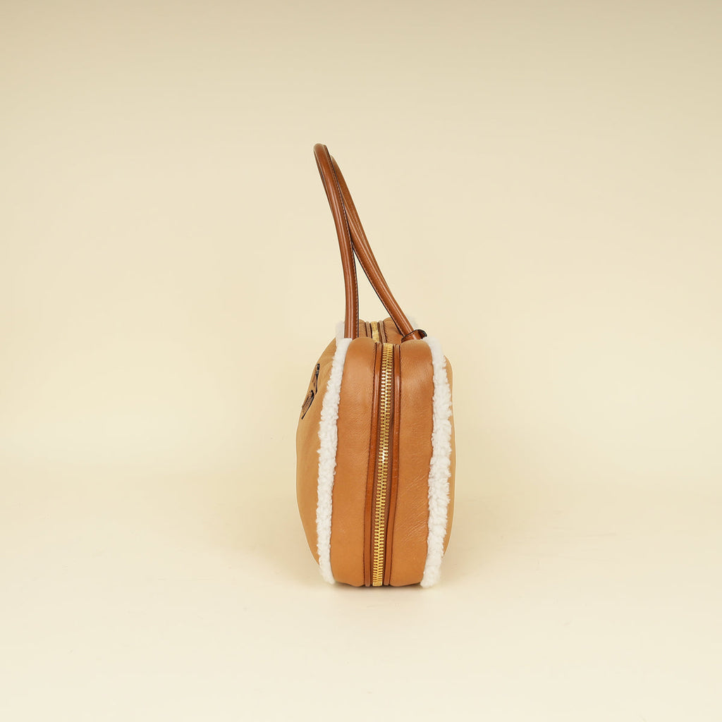 Miu Miu Bicolor Beau Shearling Top-Handle Bag