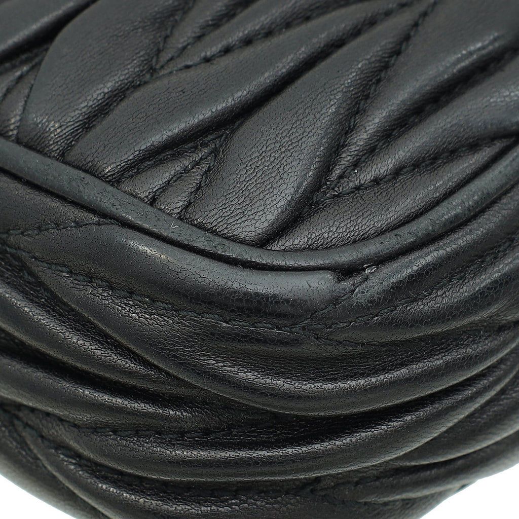 Miu Miu Black Nappa Matelasse Double Zip Crossbody Bag