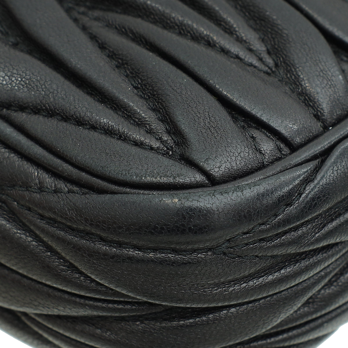 Miu Miu Black Nappa Matelasse Double Zip Crossbody Bag