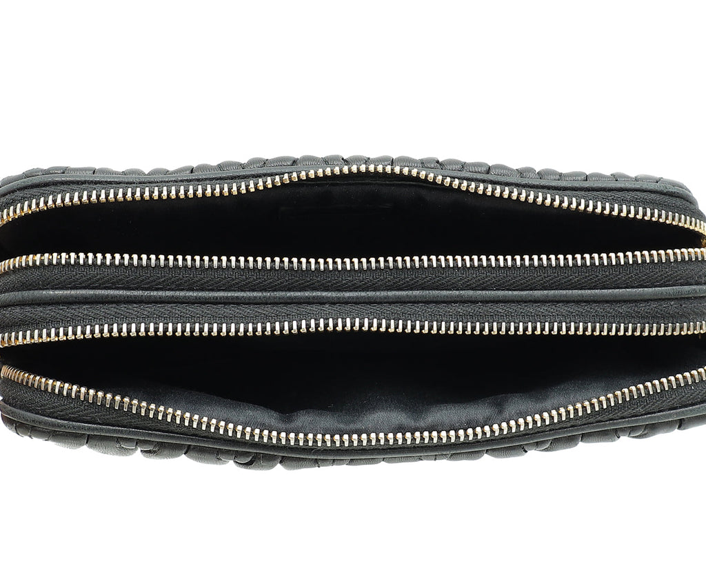 Miu Miu Black Nappa Matelasse Double Zip Crossbody Bag