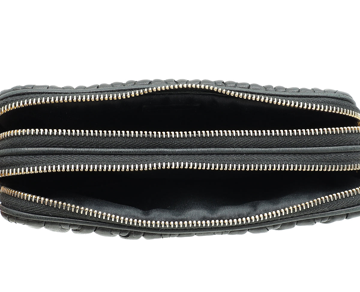 Miu Miu Black Nappa Matelasse Double Zip Crossbody Bag