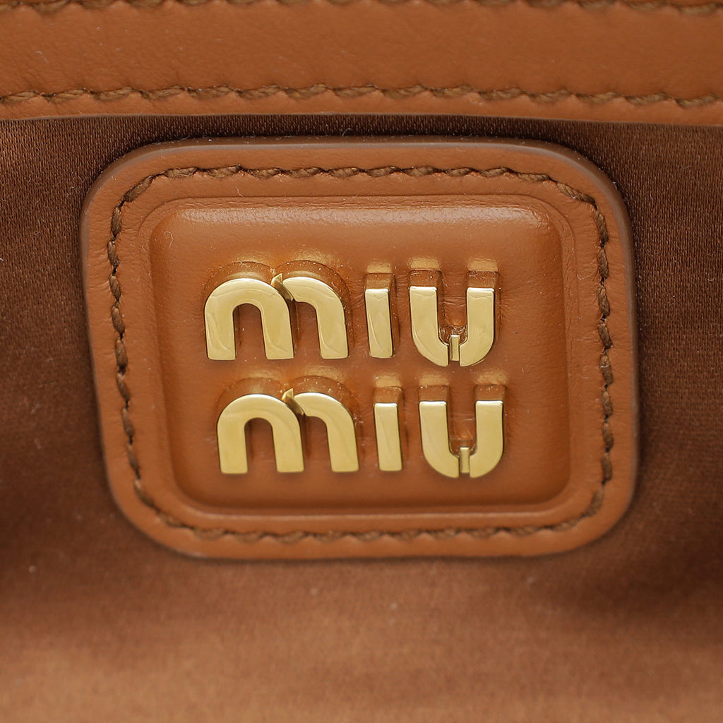 Miu Miu Cognac Arcadie Soft Padded Bag