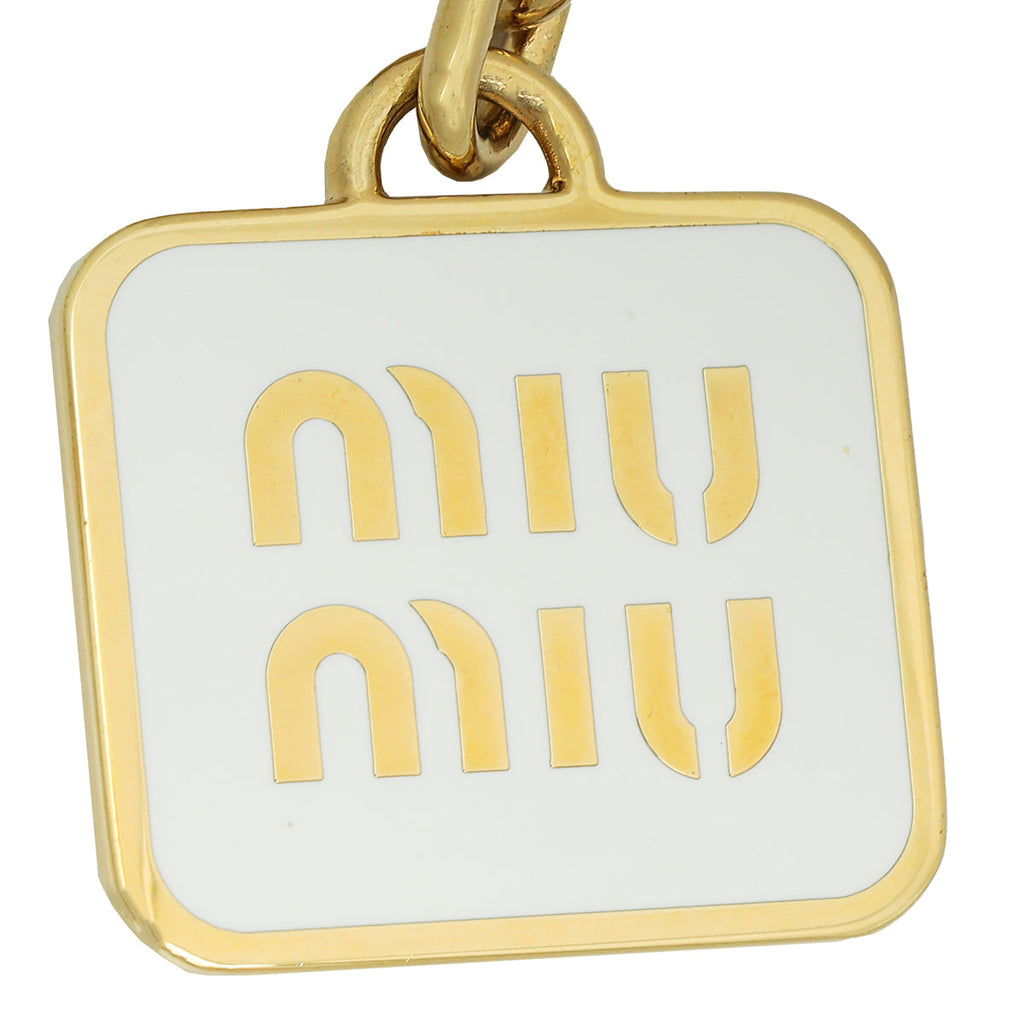 Miu Miu White Logo Key Holder Bag Charm