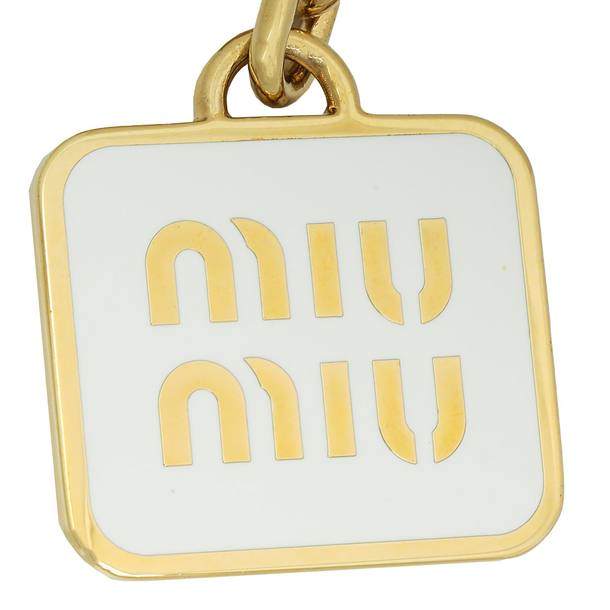 Miu Miu White Logo Key Holder Bag Charm