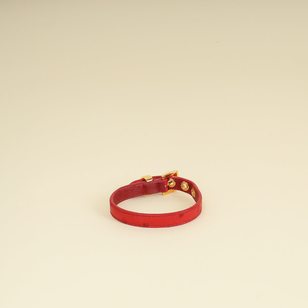 Miu Miu Red Heart Charm Ostrich Wrap Bracelet