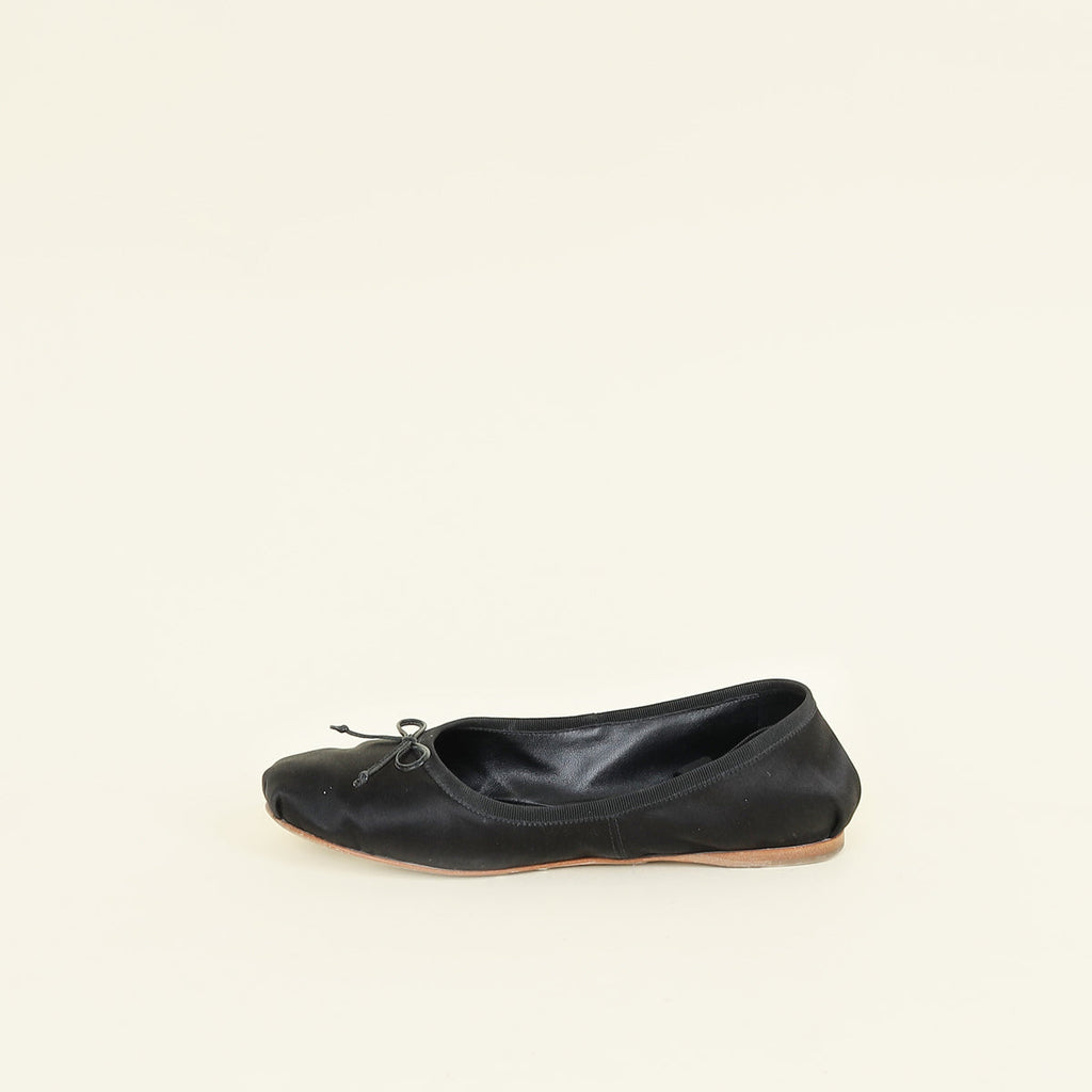 Miu Miu Black Satin Ballerinas 37.5
