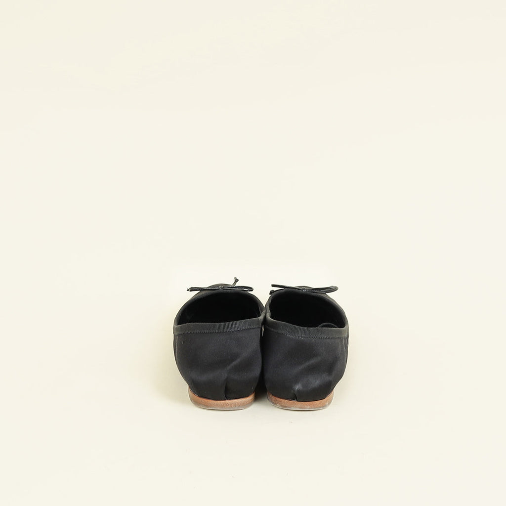 Miu Miu Black Satin Ballerinas 37.5
