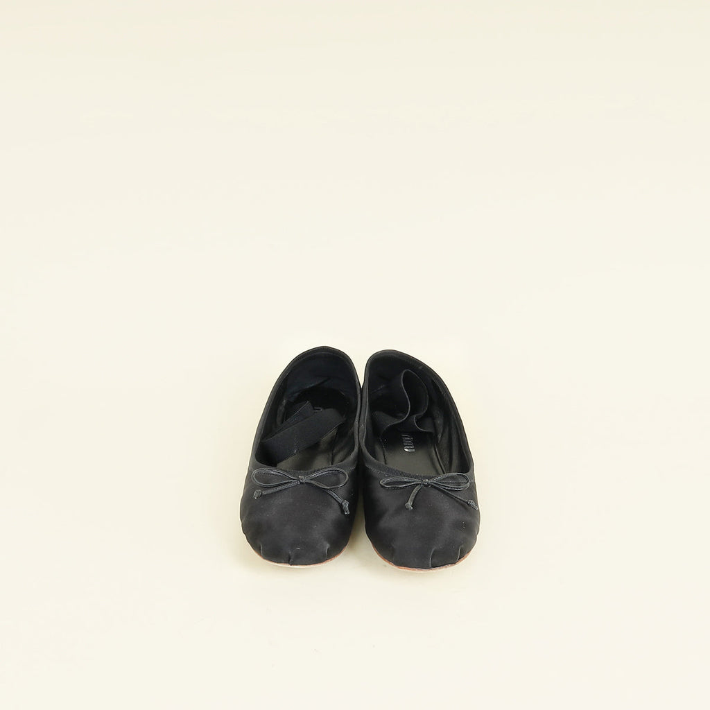 Miu Miu Black Satin Ballerinas 37.5