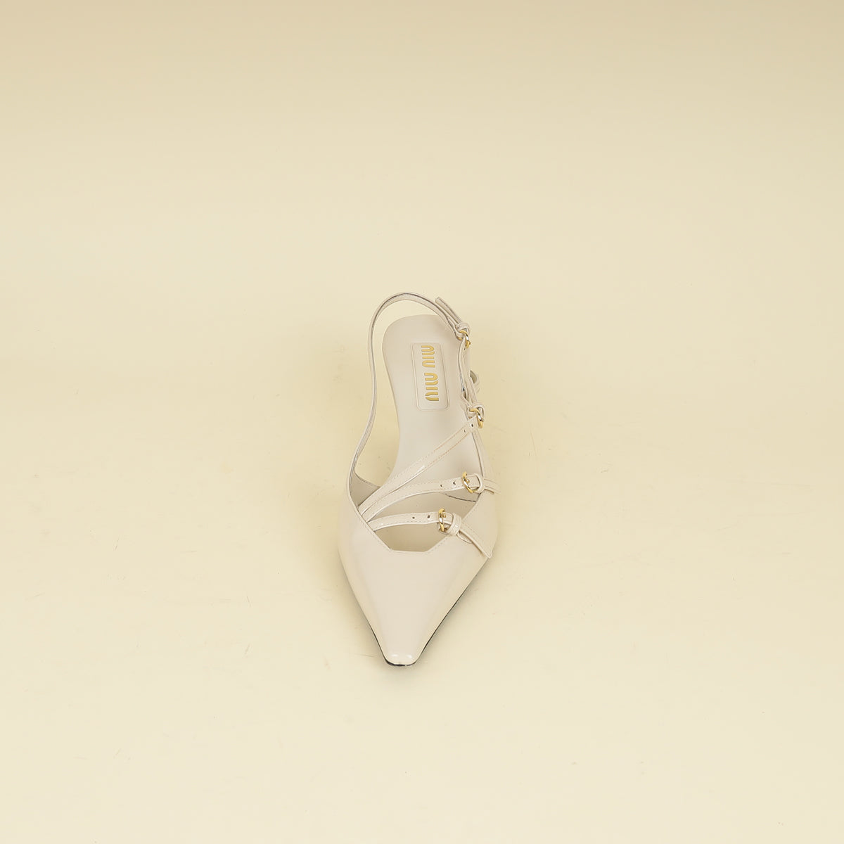 Miu Miu Cream Buckle Slingback Pump 40