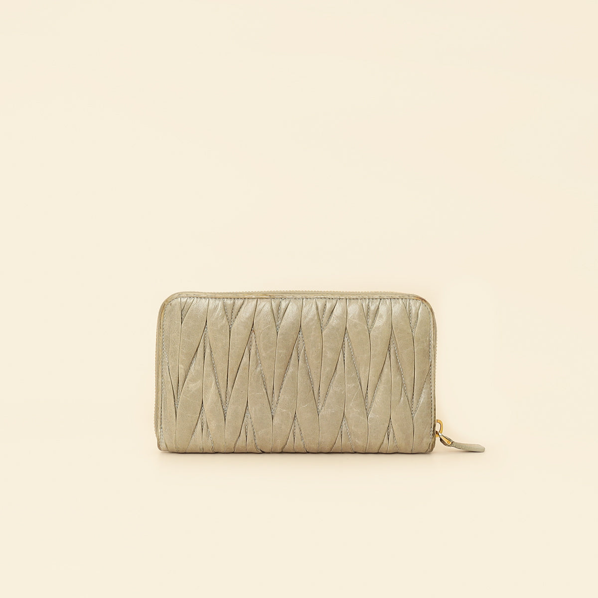 Miu Miu Gray Matelassé Nappa Zip Around Wallet