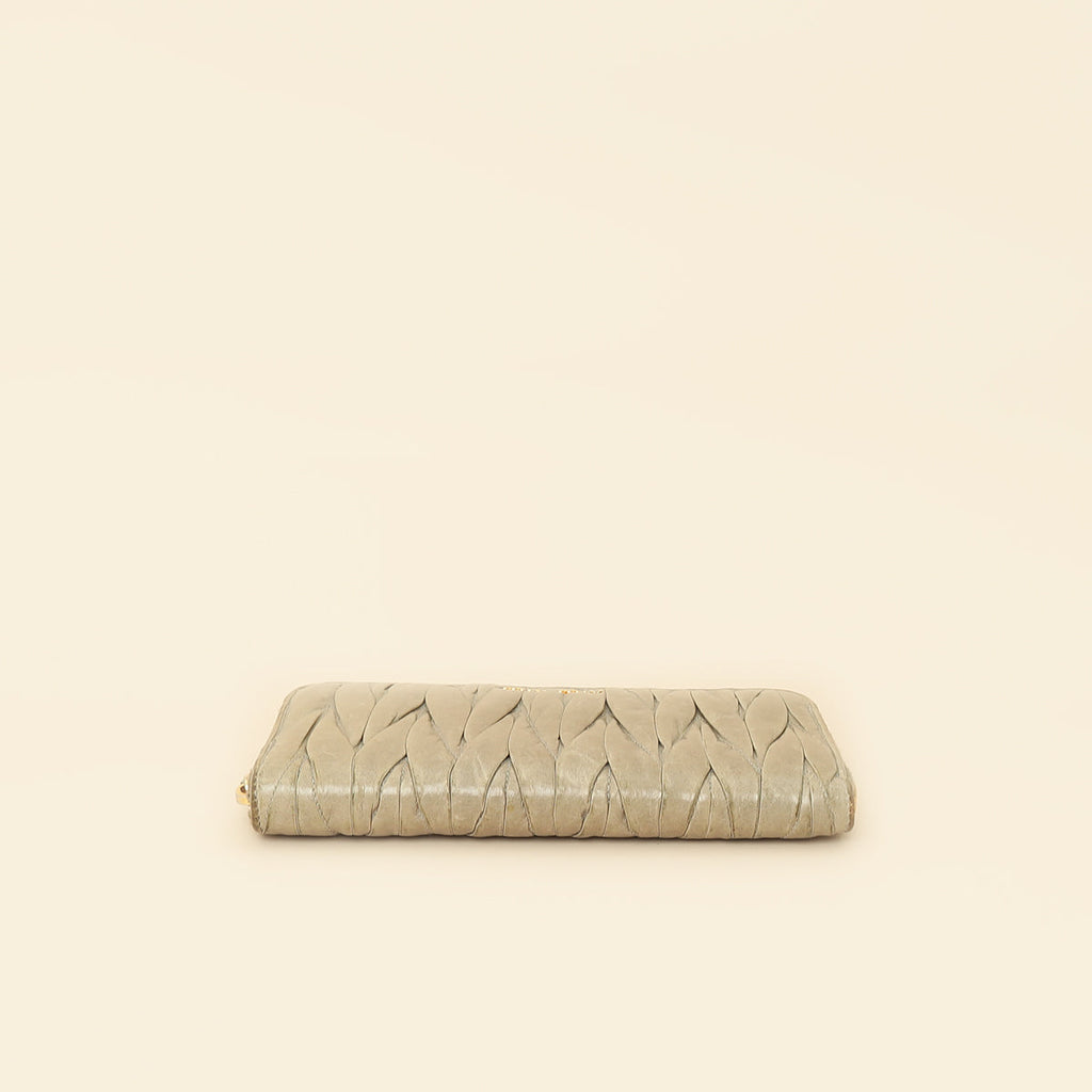 Miu Miu Gray Matelassé Nappa Zip Around Wallet