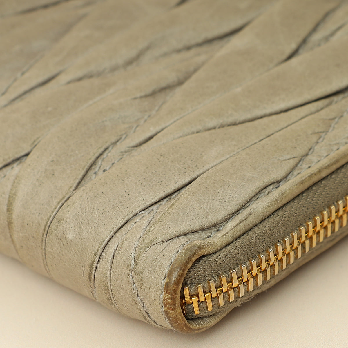 Miu Miu Gray Matelassé Nappa Zip Around Wallet