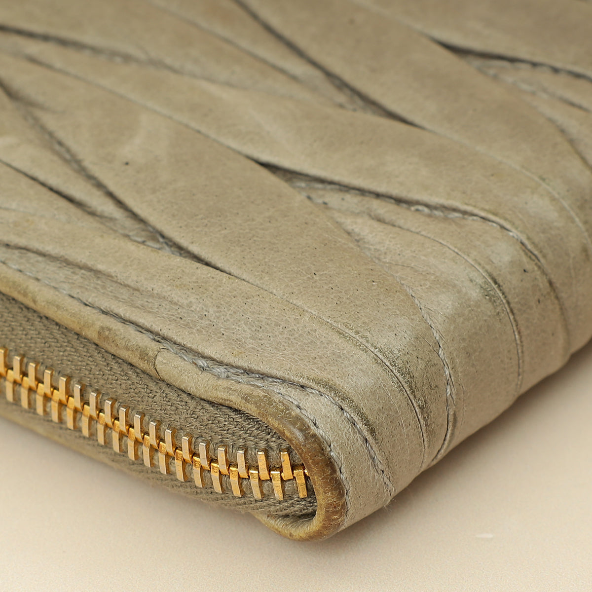 Miu Miu Gray Matelassé Nappa Zip Around Wallet
