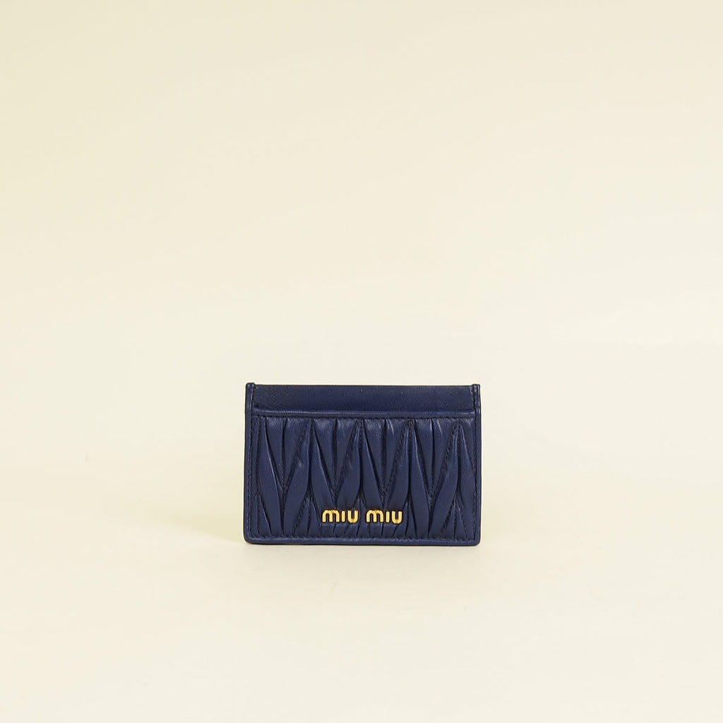 Miu Miu Navy Matelassé Card Holder