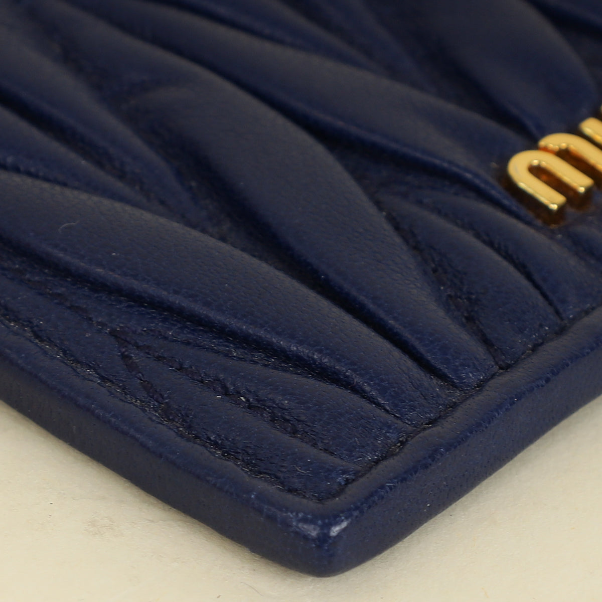 Miu Miu Navy Matelassé Card Holder