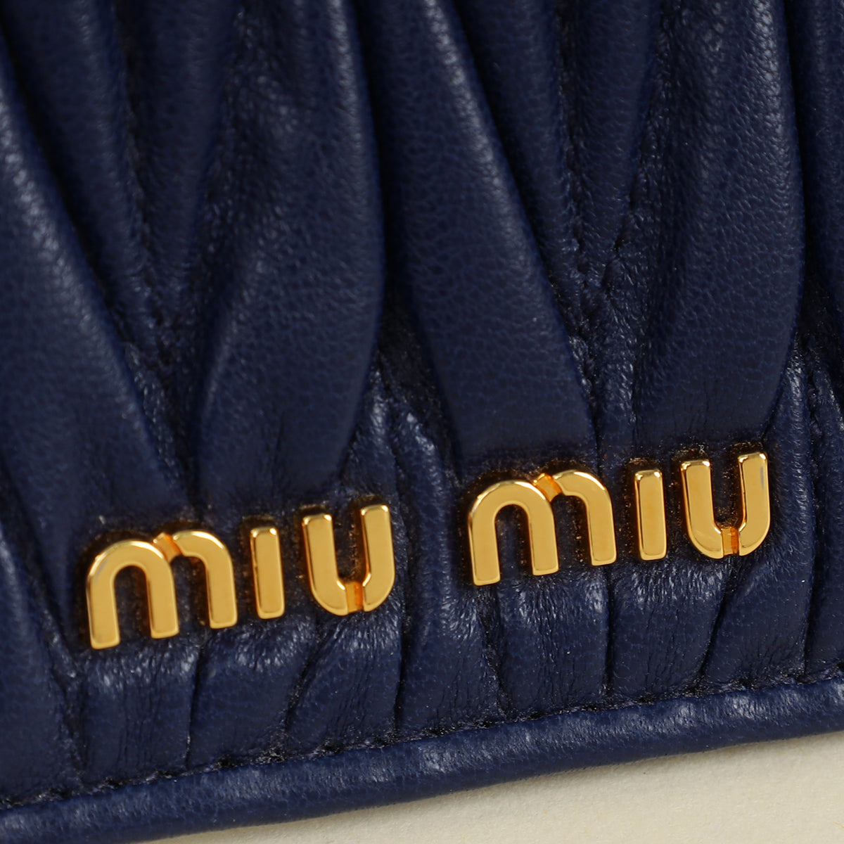 Miu Miu Navy Matelassé Card Holder