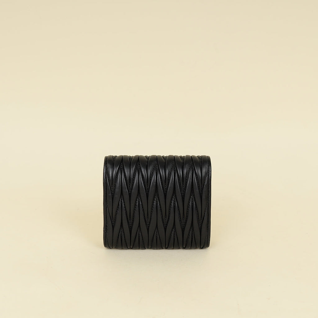Miu Miu Black Small Matelassé Wallet