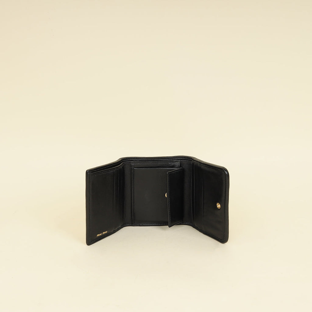 Miu Miu Black Small Matelassé Wallet