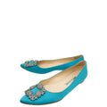 Manolo Blahnik Teal Hangisi Flats 37