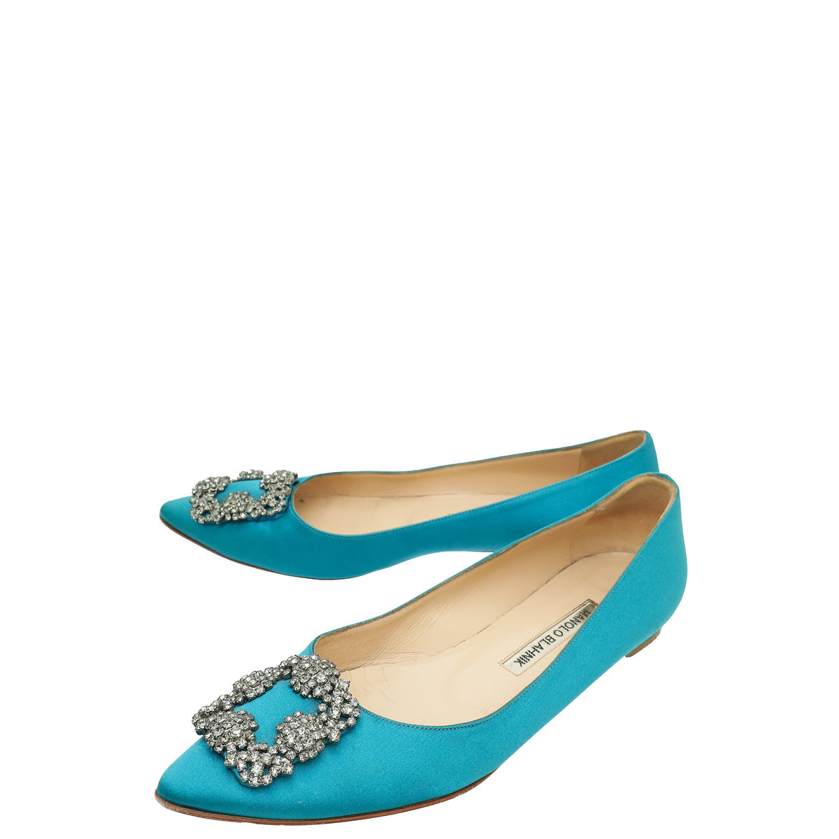 Manolo Blahnik Teal Hangisi Flats 37