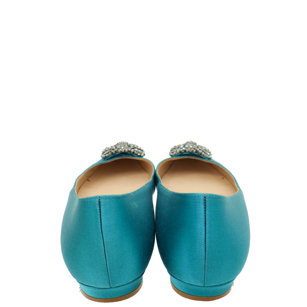 Manolo Blahnik Teal Hangisi Flats 37