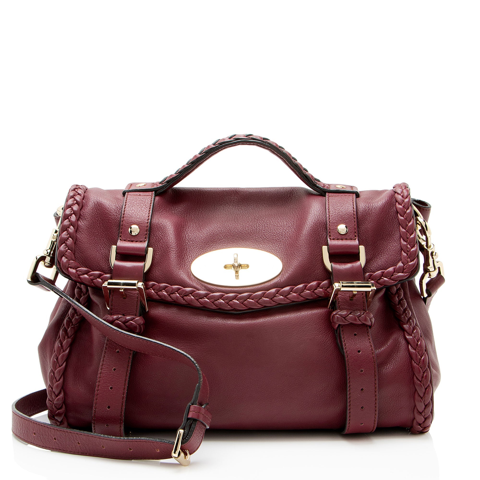 Mulberry Polished Buffalo Braided Alexa Small Crossbody