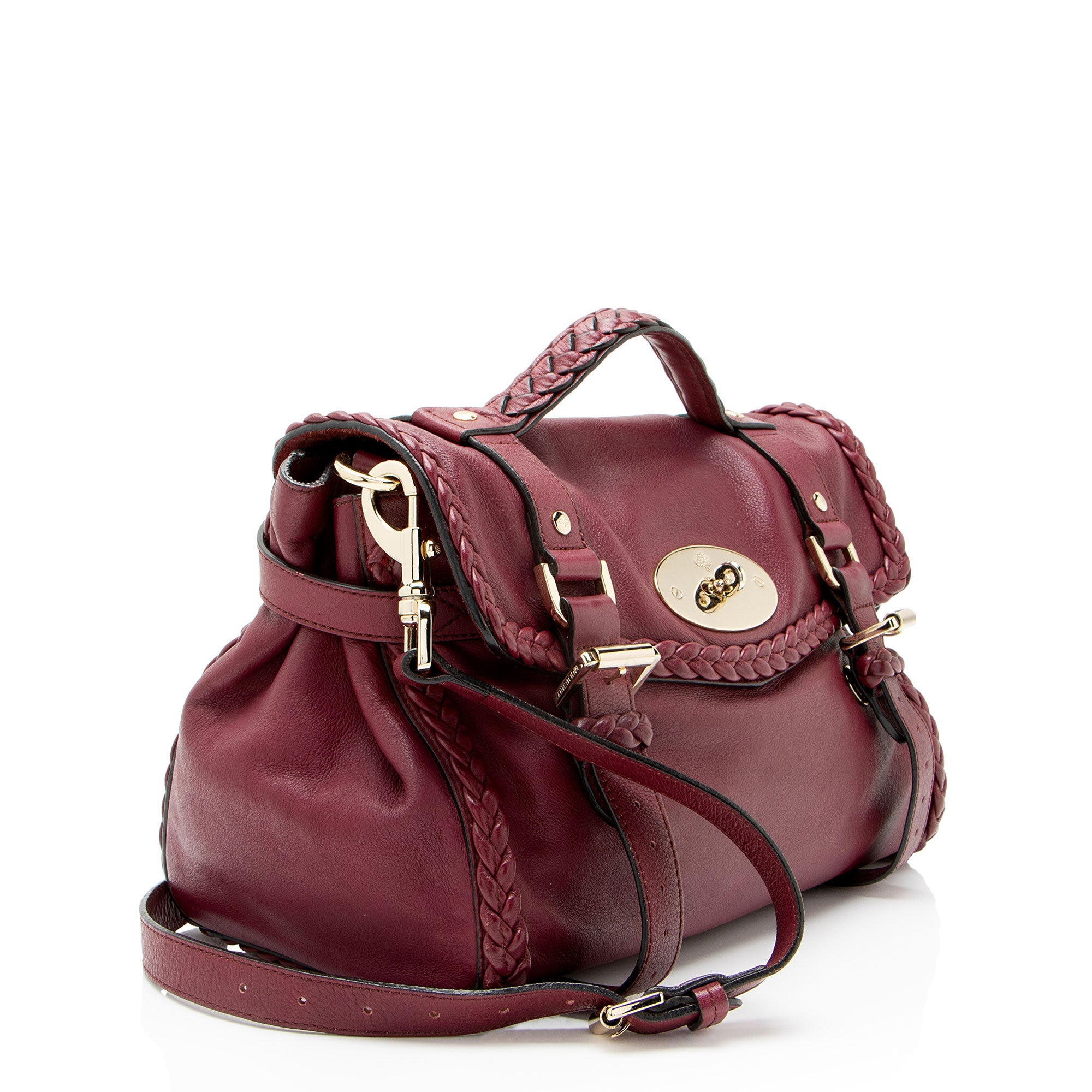 Mulberry Polished Buffalo Braided Alexa Small Crossbody