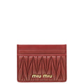 MIU MIU Burgundy Matelassé Nappa Card Holder