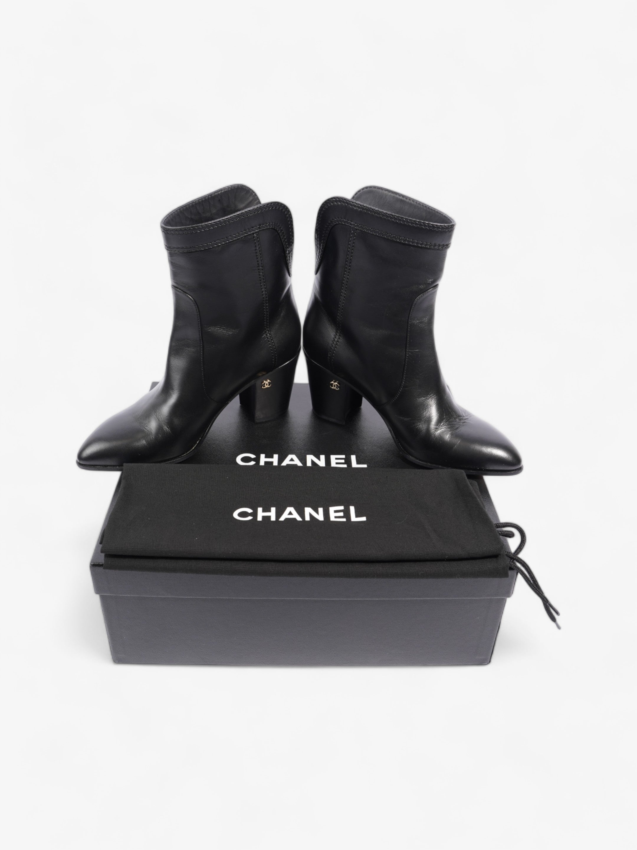 Chanel Western CC Boots 50mm Black Calfskin Leather EU 36.5 UK 3.5