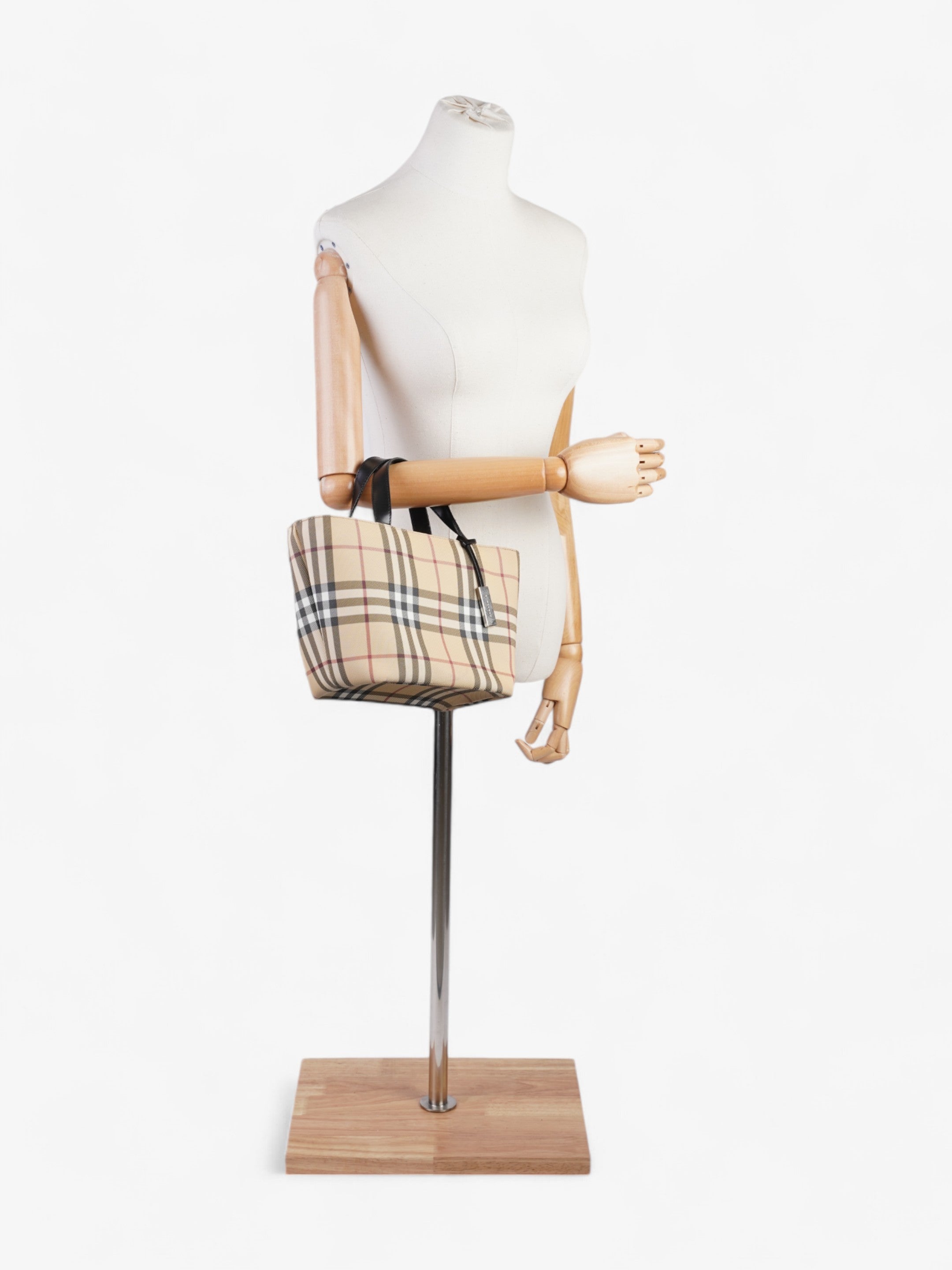 Burberry Check Tote House Check / Black Canvas Small