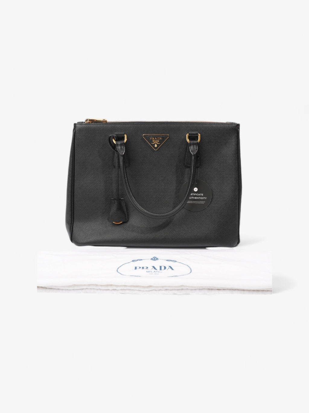 Prada Galleria Double Zip Tote Black Saffiano Leather