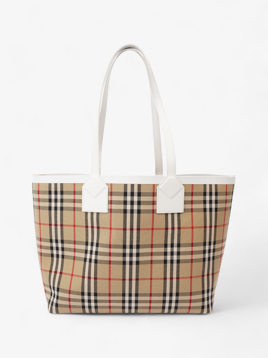 Burberry London Check Tote Bag Vintage Check / White Fabric Medium