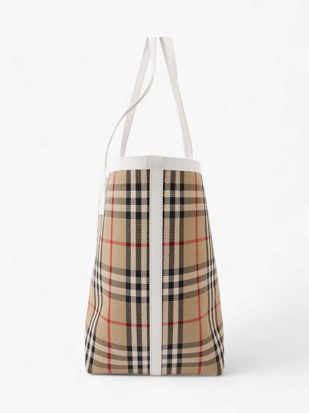 Burberry London Check Tote Bag Vintage Check / White Fabric Medium