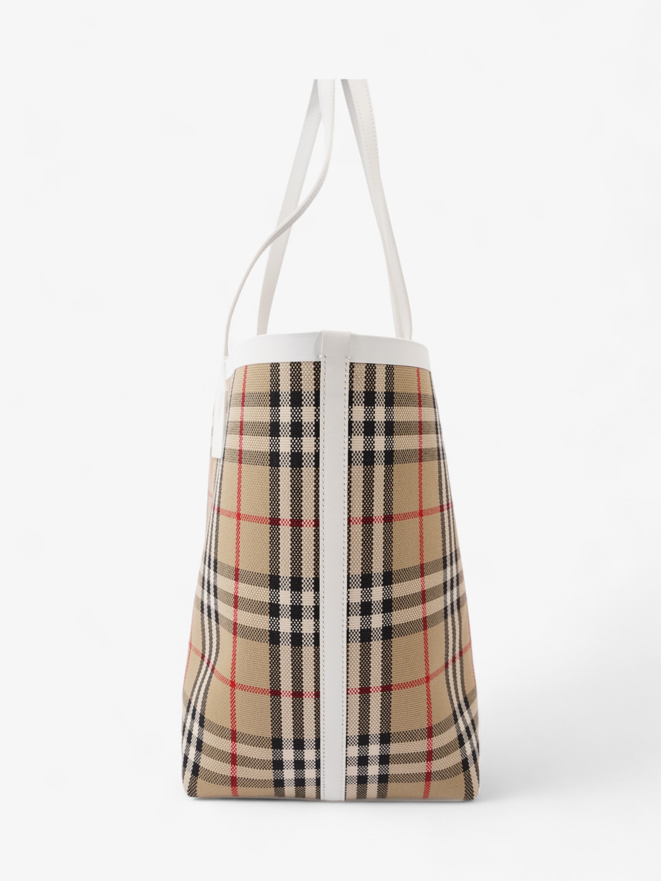 Burberry London Check Tote Bag Vintage Check / White Fabric Medium