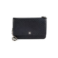 Chanel Caviar Wallet on Chain WOC Chervon Bag Black