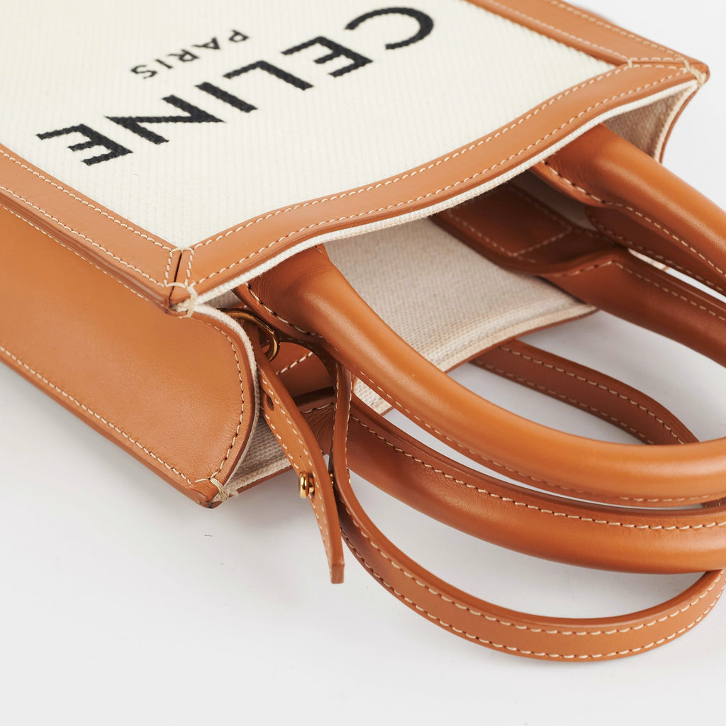 ITEM 13 - Celine Mini Vertical Cabas Canvas Logo Tote