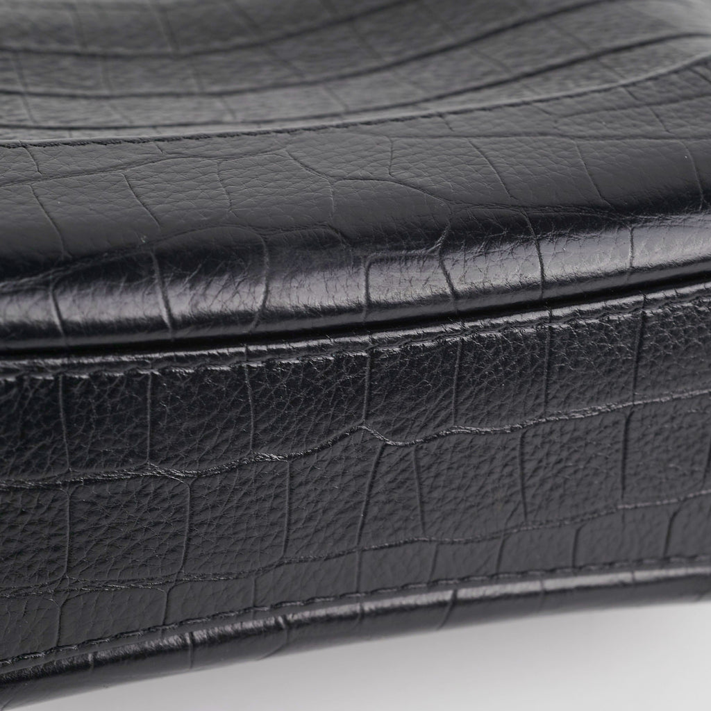 Chanel Small Gabrielle Black Croc Embossed Bag