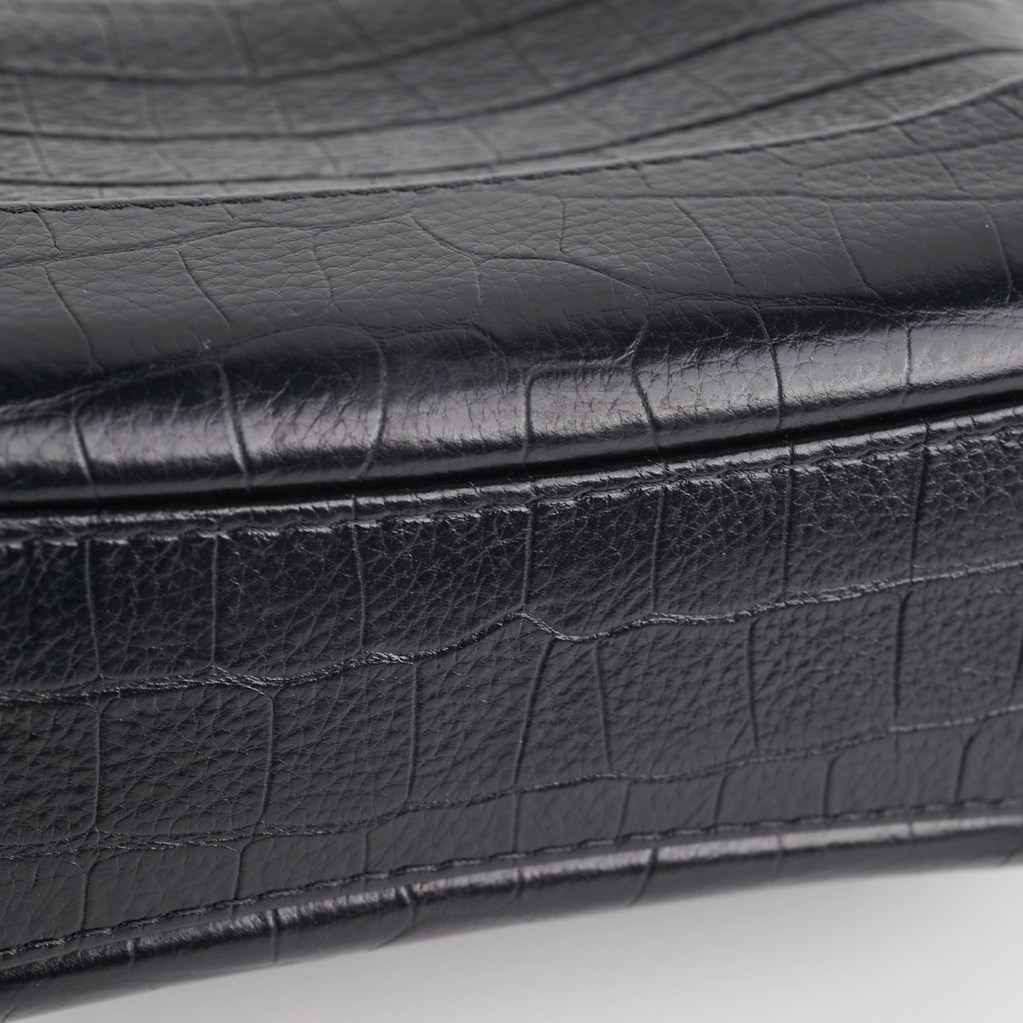 Chanel Small Gabrielle Black Croc Embossed Bag