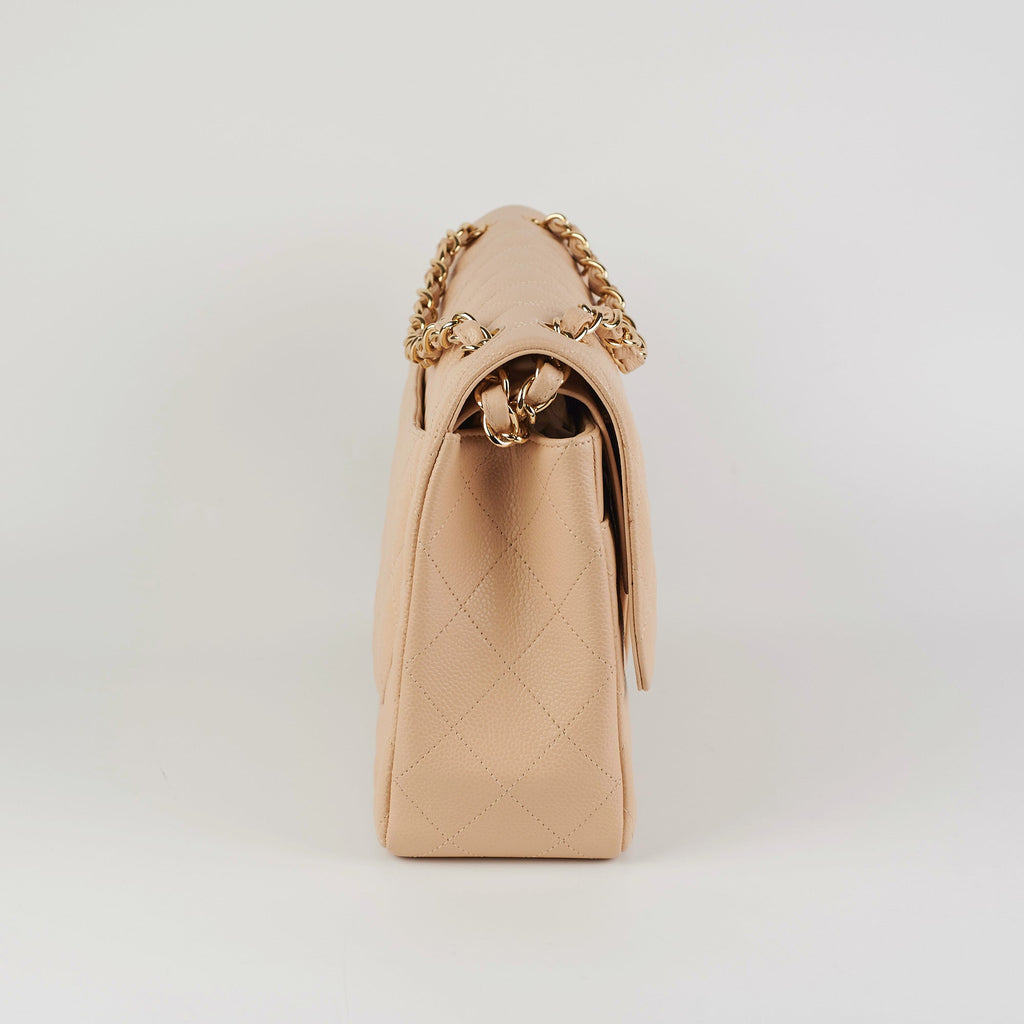 Chanel Classic Double Flap Jumbo Beige Caviar Bag