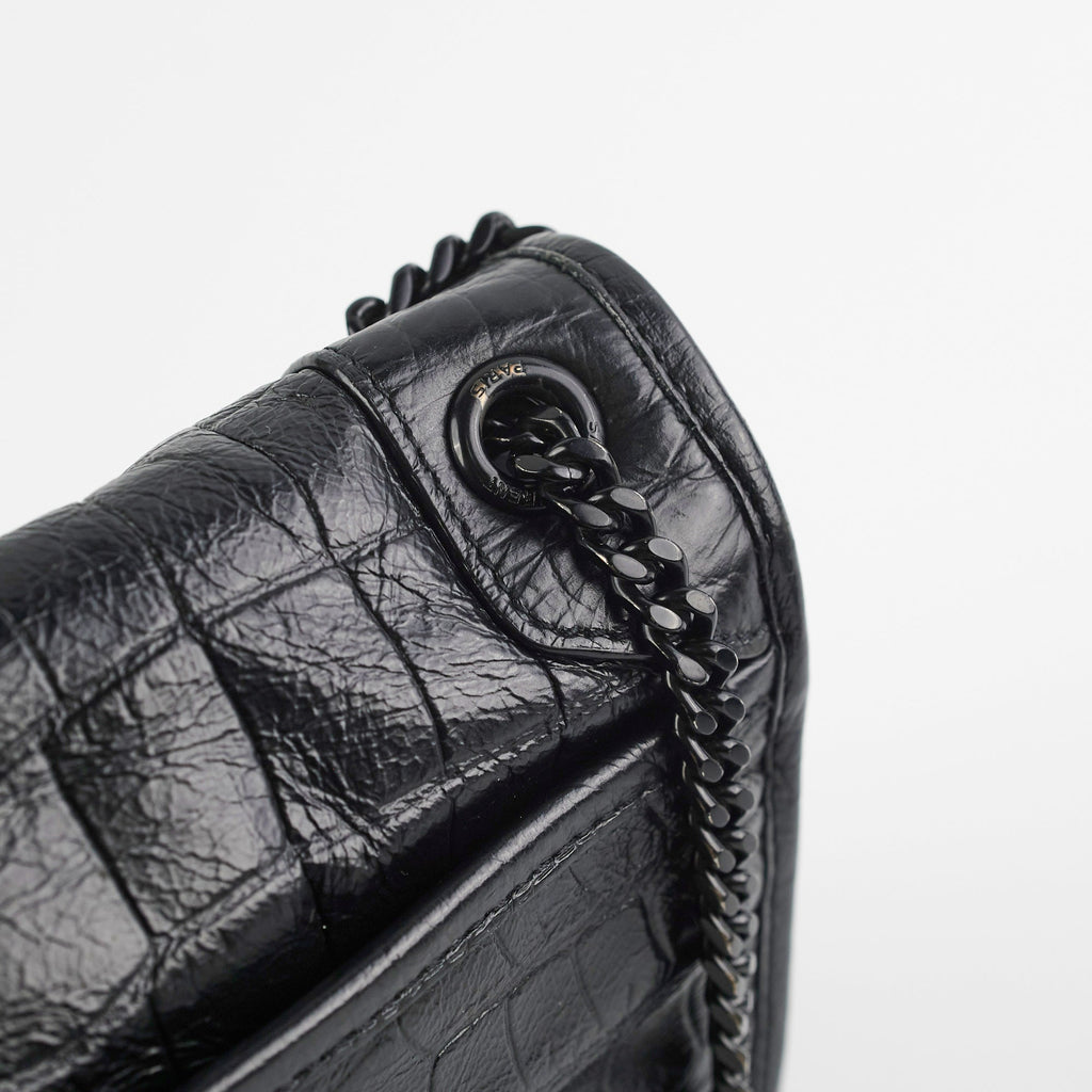 Saint Laurent Niki Baby Croc Embossed Shoulder Bag