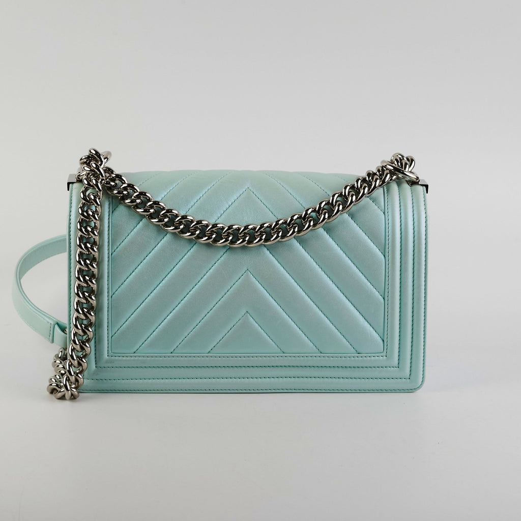 Chanel Medium Boy Bag Iridescent Celeste Blue