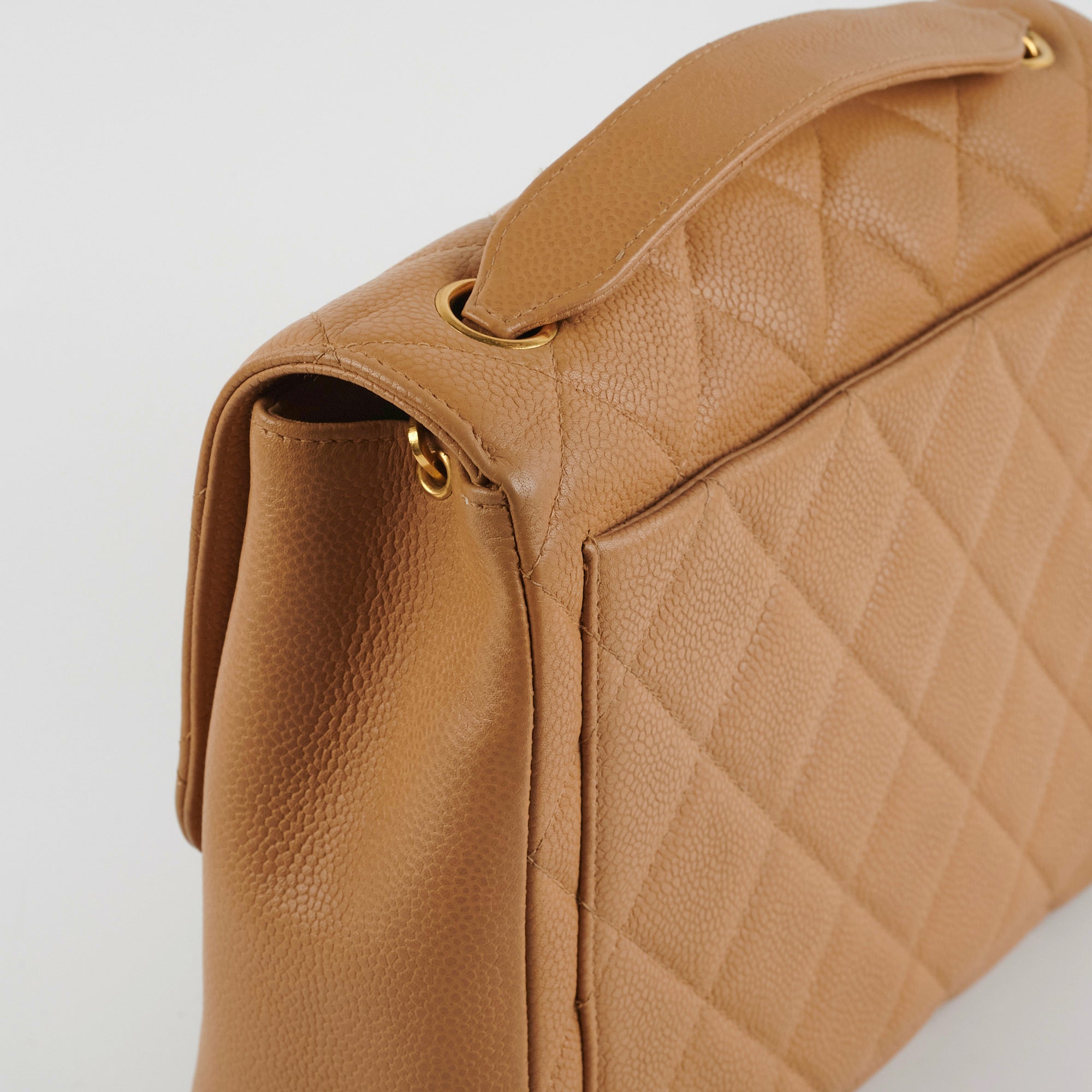 Chanel Vintage Square Caviar Beige Bag