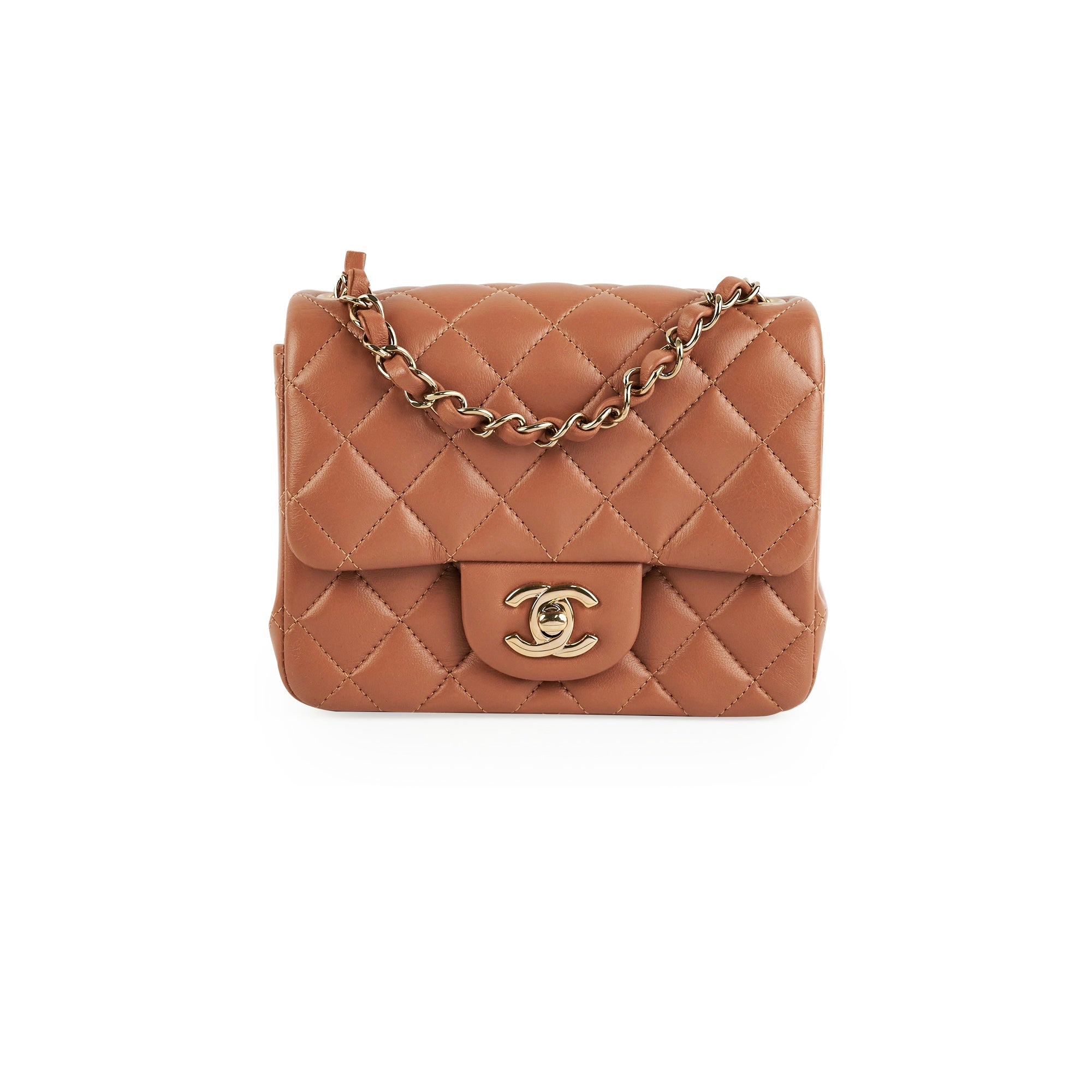 ITEM 7 - Chanel Mini Square Caramel Lambskin (Microchipped)
